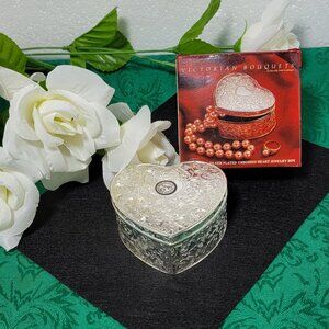 Vintage Godinger Silver Plated Embossed Heart Jewelry Box